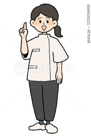 手描き風　ケーシーを着た女性医師　ポイント 125058409