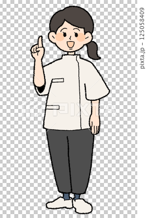 手描き風　ケーシーを着た女性医師　ポイント 125058409
