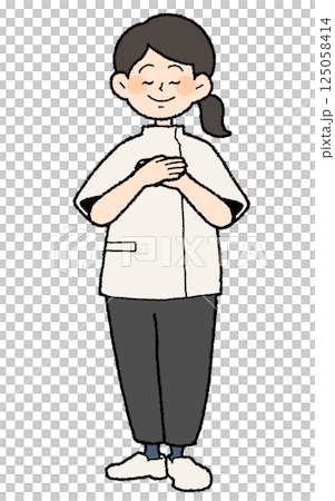 Hand-drawn style female doctor wearing casey heart 125058414