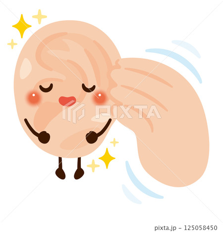 マッサージされる耳のキャラクターイラスト マッサージされる耳のキャラクターイラスト 125058450