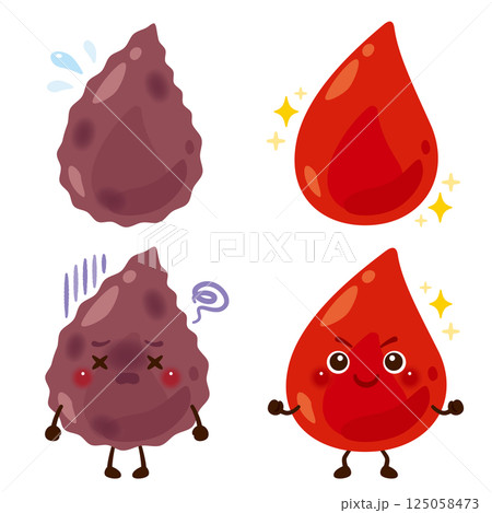 不健康な血液のキャラクターと健康的な血液のキャラクターイラスト 125058473