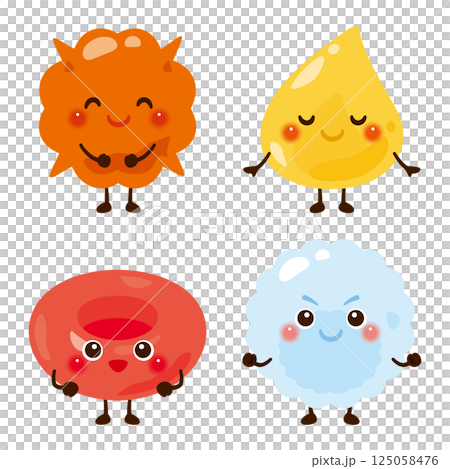 Character illustration set of cells contained in blood 125058476