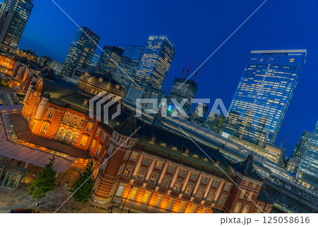 【都市風景】東京駅周辺の夜景【東京都】 125058616
