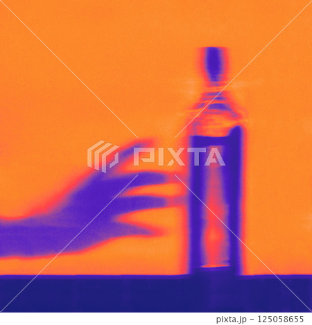 Alcohol addiction concept in vivid neon hues Alcohol addiction concept in vivid neon hues 125058655