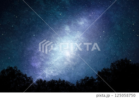 幻想的な星空の背景C　シルエット1 125058750