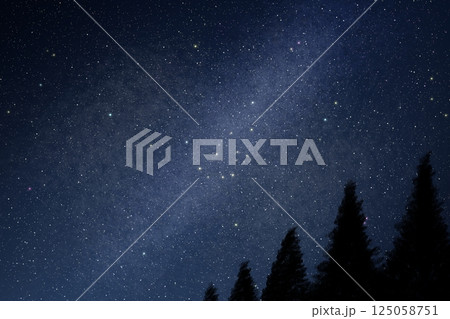 幻想的な星空の背景A　シルエット2 125058751