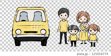 汽車與家庭全身插圖集 汽車與家庭全身插圖集 125058774