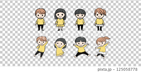 Full-body illustration of energetic children Full-body illustration of energetic children 125058778