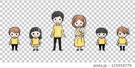 簡單的家庭全身插圖集 125058779