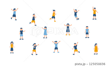 元気いっぱいな子供たちのイラスト 125058836