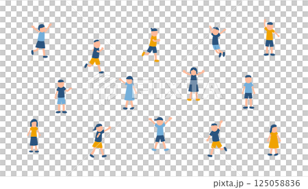 元気いっぱいな子供たちのイラスト 125058836