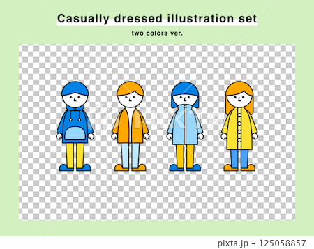 休閒服裝人物插圖集02 125058857