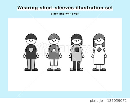 半袖の服を着た人物のイラストセット 03 125059072