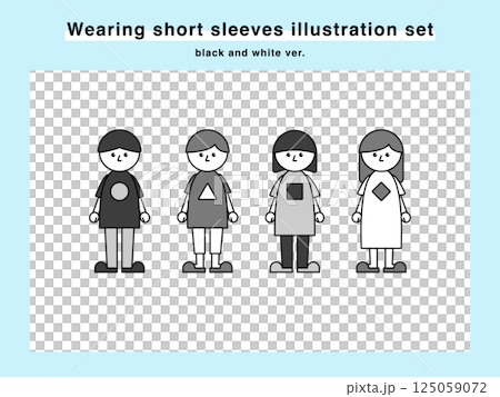 半袖の服を着た人物のイラストセット 03 125059072