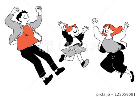ジャンプする家族のイラスト 125059081