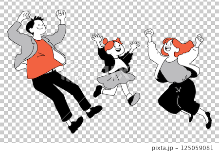 ジャンプする家族のイラスト 125059081