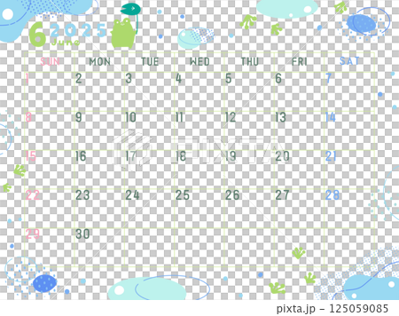 2025年6月のカレンダー 梅雨 2025年6月のカレンダー 梅雨 125059085