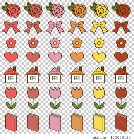 Rough illustrations, children's doodles, set, warm colors 125059156