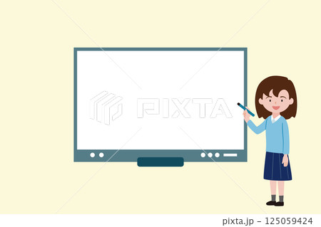 デジタルボードを使ってプレゼンテーションをする女子生徒2 Digital board デジタルボードを使ってプレゼンテーションをする女子生徒2 Digital board 125059424
