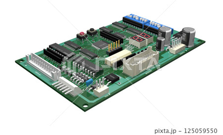 デジタル ICを実装したプリント基板の 3D画像 デジタル ICを実装したプリント基板の 3D画像 125059550