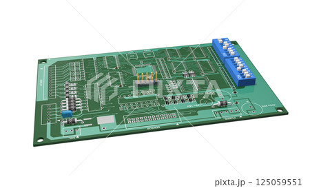 デジタル ICを実装したプリント基板の 3D画像 デジタル ICを実装したプリント基板の 3D画像 125059551