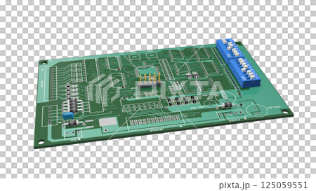 デジタル ICを実装したプリント基板の 3D画像 デジタル ICを実装したプリント基板の 3D画像 125059551