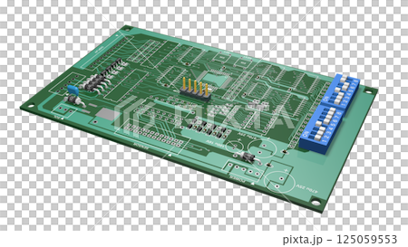 デジタル ICを実装したプリント基板の 3D画像 125059553