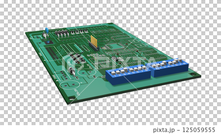 デジタル ICを実装したプリント基板の 3D画像 125059555