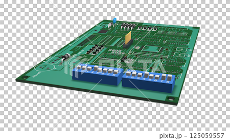 デジタル ICを実装したプリント基板の 3D画像 デジタル ICを実装したプリント基板の 3D画像 125059557
