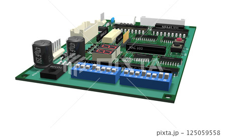 デジタル ICを実装したプリント基板の 3D画像 デジタル ICを実装したプリント基板の 3D画像 125059558