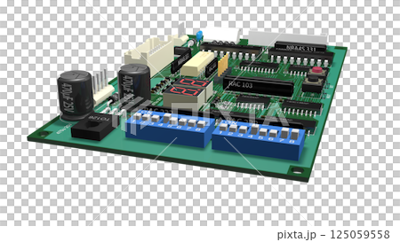 デジタル ICを実装したプリント基板の 3D画像 デジタル ICを実装したプリント基板の 3D画像 125059558