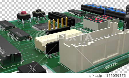 デジタル ICを実装したプリント基板の 3D画像 デジタル ICを実装したプリント基板の 3D画像 125059576