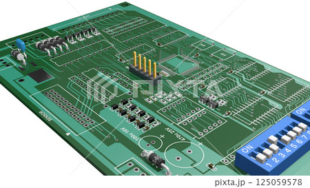 デジタル ICを実装したプリント基板の 3D画像 125059578