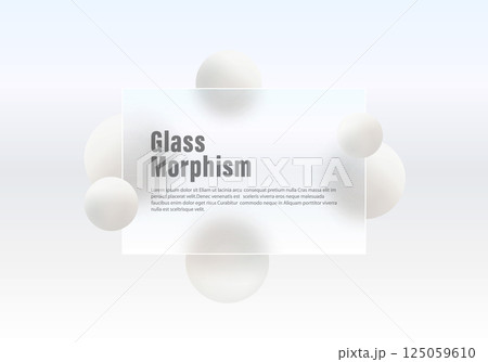 Glass morphism style background landing page. Map template with white spheres on white background. 125059610