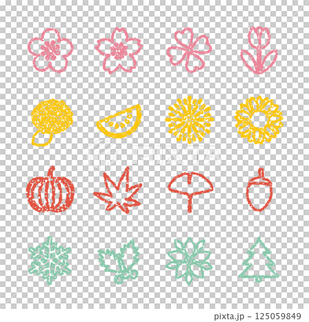四季　素材　アイコン　手描き風 125059849