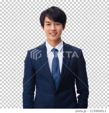 爽やかな笑顔の就職活動中のスーツの男性(背景透過)AI生成 爽やかな笑顔の就職活動中のスーツの男性(背景透過)AI生成 125060021