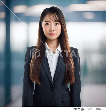 爽やかな笑顔の就職活動中のスーツの女性 AI生成 爽やかな笑顔の就職活動中のスーツの女性 AI生成 125060029