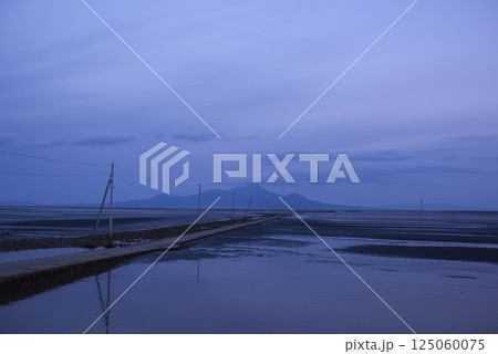 早朝の静けさに包まれた長部田海床路 早朝の静けさに包まれた長部田海床路 125060075
