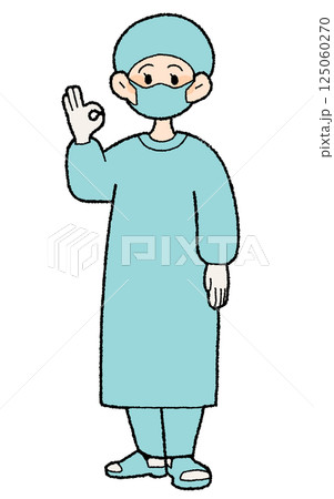 手描き風 手術服の女性医師 オーケー 手描き風 手術服の女性医師 オーケー 125060270
