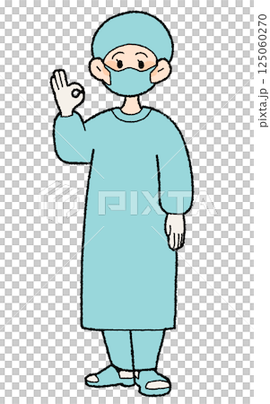 手描き風 手術服の女性医師 オーケー 手描き風 手術服の女性医師 オーケー 125060270