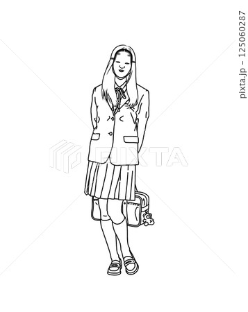 能面を着けた女子高生 A ぬり絵ver 125060287