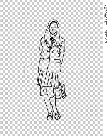 能面を着けた女子高生 A ぬり絵ver 125060287