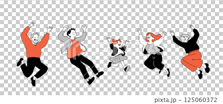 ジャンプする三世代家族 125060372