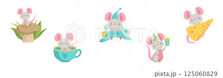 Cute Little Mouse with Pretty Snout Do Various Activity Vector Set 125060829