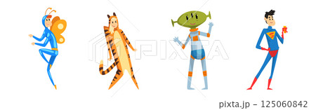 Man and Woman Character Wearing Masquerade Costume and Fancy Outfit Vector Set Man and Woman Character Wearing Masquerade Costume and Fancy Outfit Vector Set 125060842
