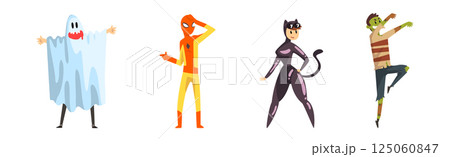 Man and Woman Character Wearing Masquerade Costume and Fancy Outfit Vector Set Man and Woman Character Wearing Masquerade Costume and Fancy Outfit Vector Set 125060847