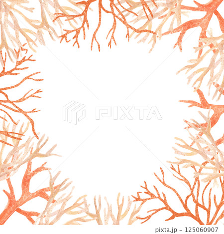 Square delicate coral reef watercolor frame Square delicate coral reef watercolor frame 125060907