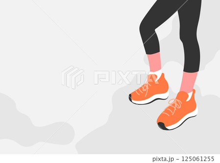 ランニング中に一休みしている女性の足元 125061255