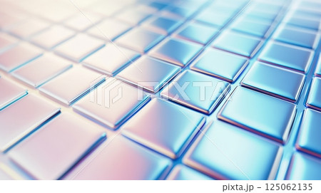 Glossy embossed plastic displays a futuristic square grid design with sharp reflections Glossy embossed plastic displays a futuristic square grid design with sharp reflections 125062135