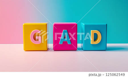 全般性不安障害GADを表すカラフルなブロック | ビビッドカラー 125062549